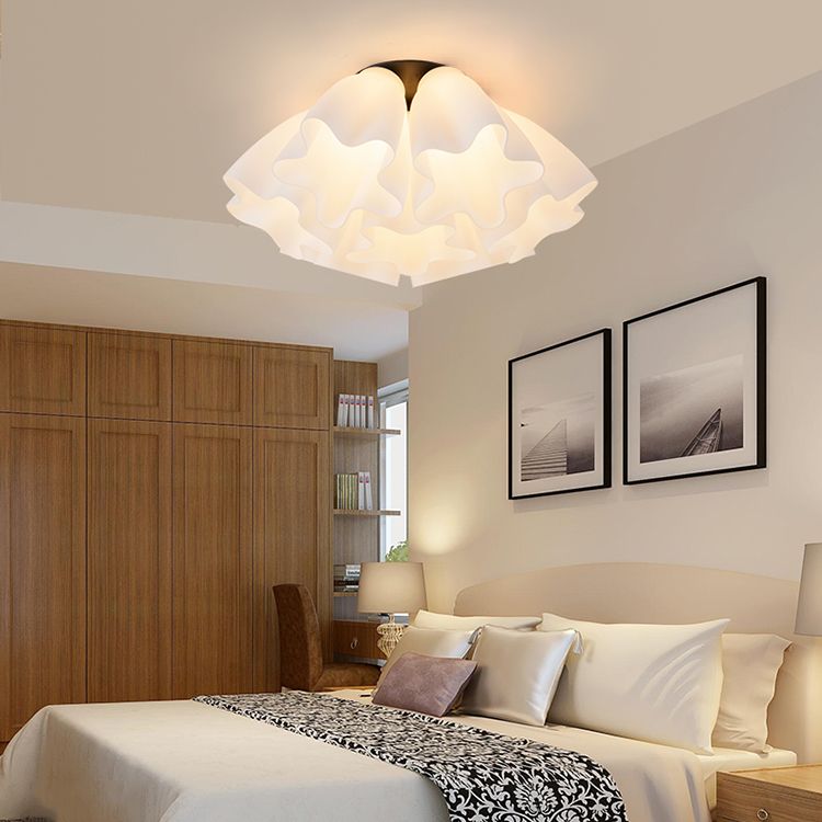 Glass Black Ceiling Flush Mount Light Floral Minimalist Ceiling Mounted Fixture