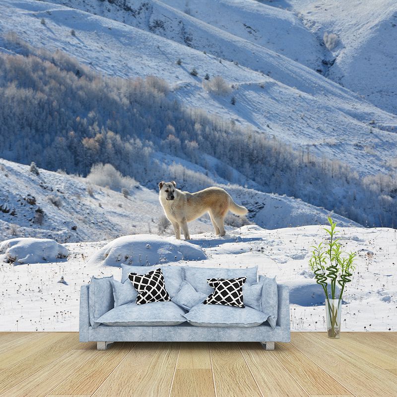 Nature Snow Mountain Wall Mural Mildew Resistant for Sitting Room Bedroom