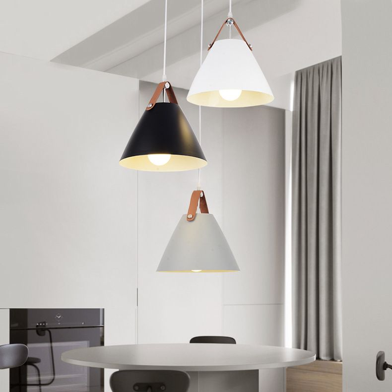 Modern Macaron colgante cónico de metal ligero de metal de 1 luz para la mesa del comedor