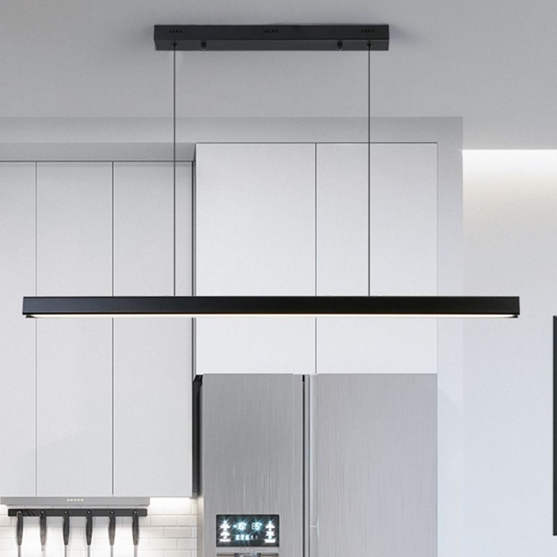 Black Linear LED Pendant Light Metal Acrylic Hanging Lamp for Dining Room