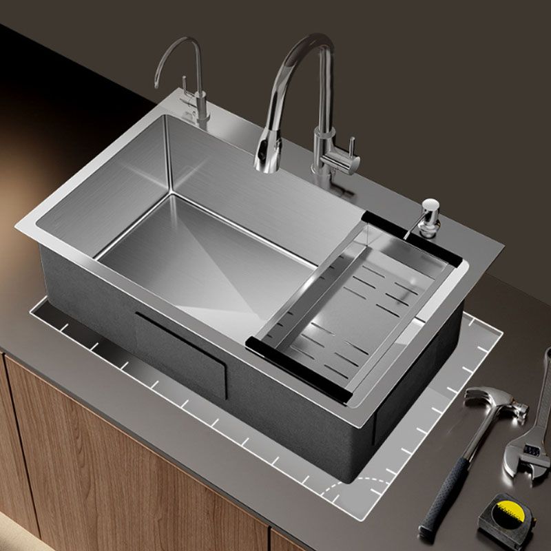 Modern Workstation Sink Stainless Steel with Drain Assembly and Faucet Kitchen Sink