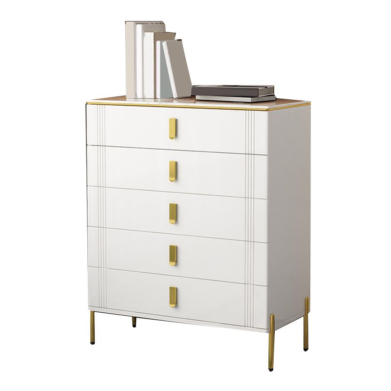 Glam Stone Storage Chest White 16" Wide Bedroom Chest with Drawers