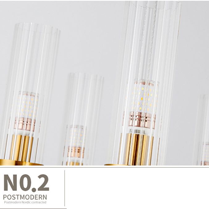 Cilíndrico de metal Candelier Chandelier Contemporáne de lámpara de lámpara de lámpara en oro