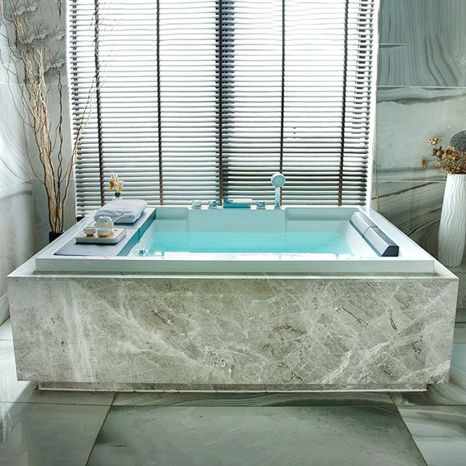 Modern Freestanding Bath Acrylic Soaking Square Back to Wall Bathtub