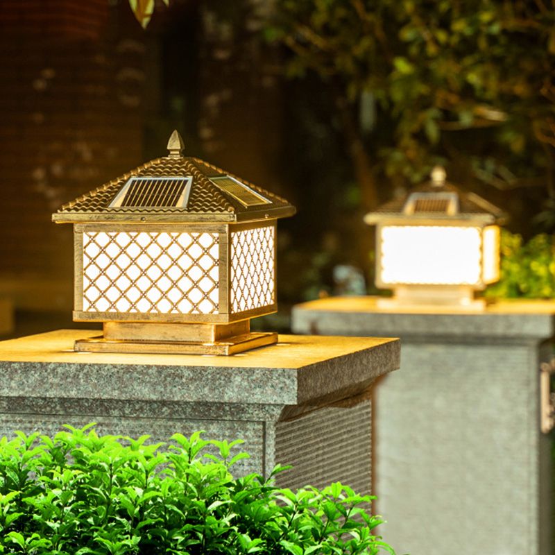 Postmodern Pillar Lamp Creative LED Solar Lighting Fixture for Garden
