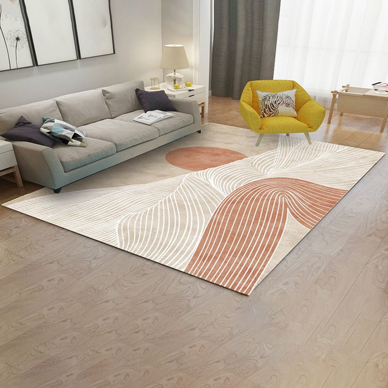 Leisure Carpet Modern Abstract Print Carpet Washable Polyester Rug with Non-Slip Backing