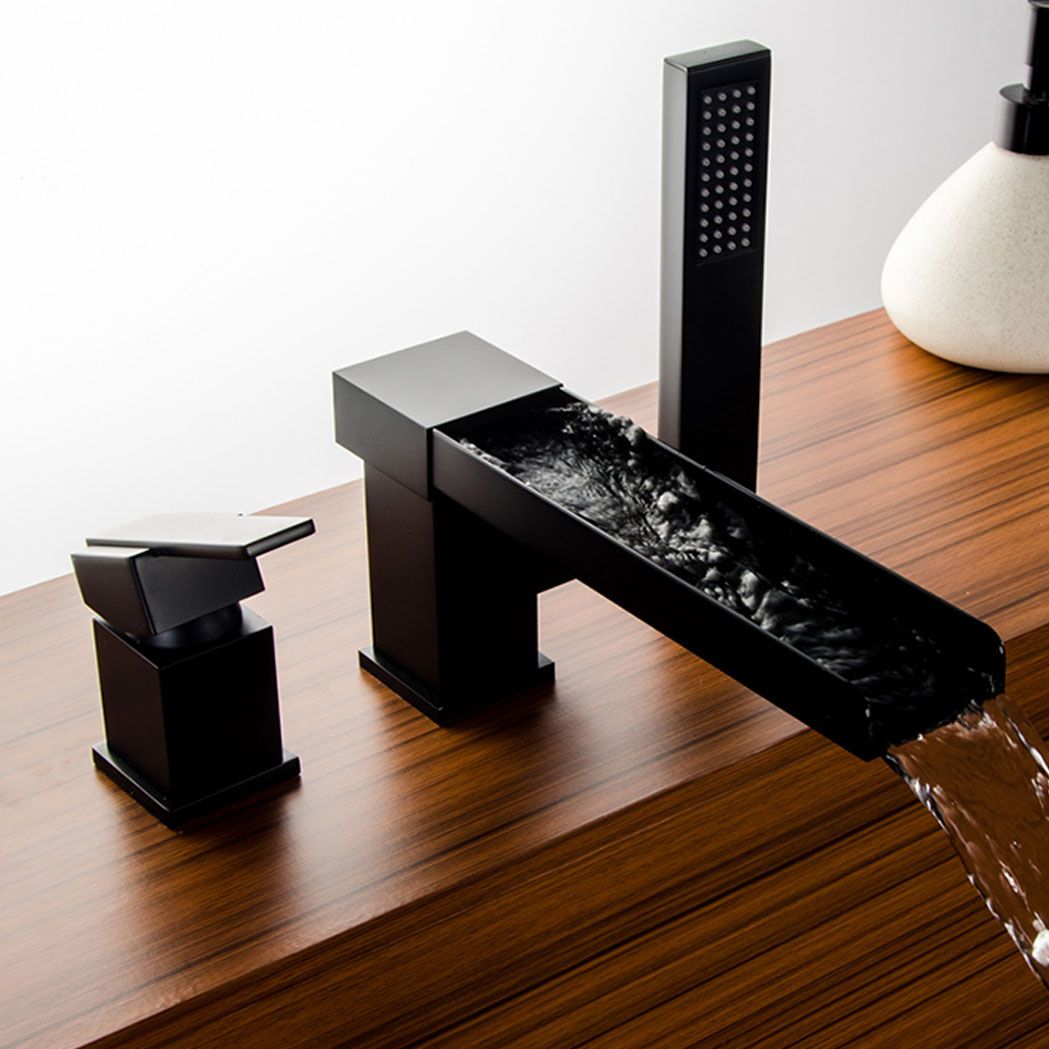 Modern Square Low Arc Faucet with Hand Shower Bathtub Faucet