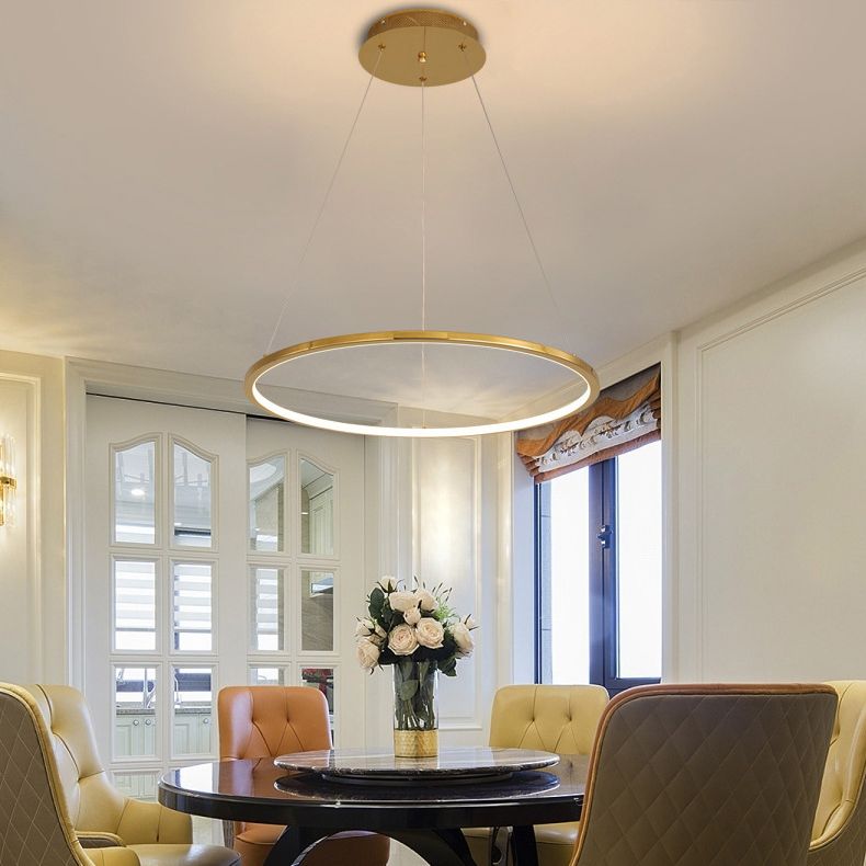 Modern Metal Chandelier Multi-Layer Circle Chandelier Pendant Lamps in Gold for Living Room