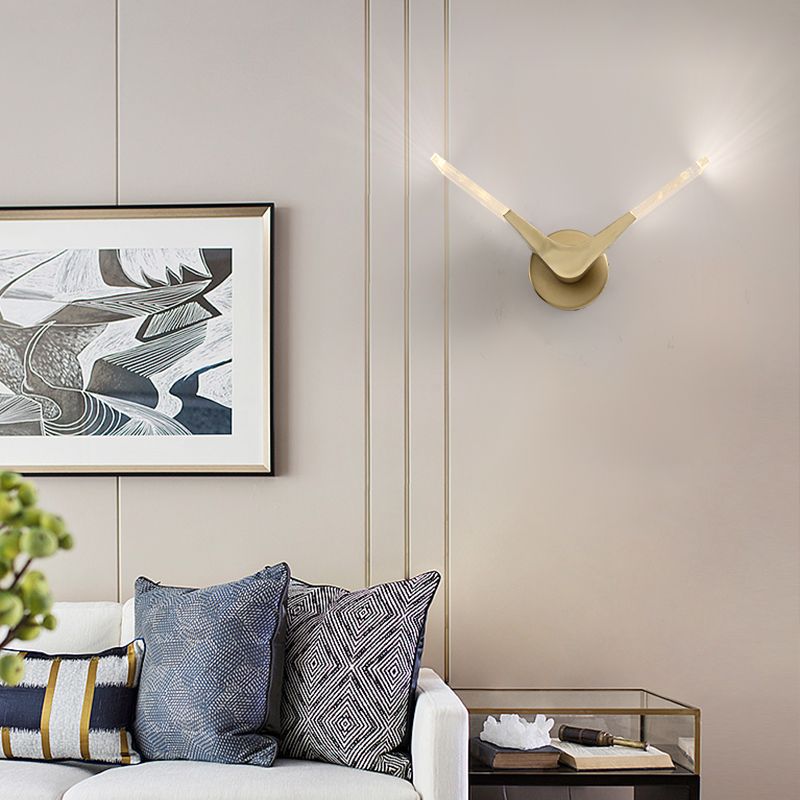 V-Shaped Metal Sconce Light Simplicity Golden LED Wall Mount Light Fixture in Warm/White Light