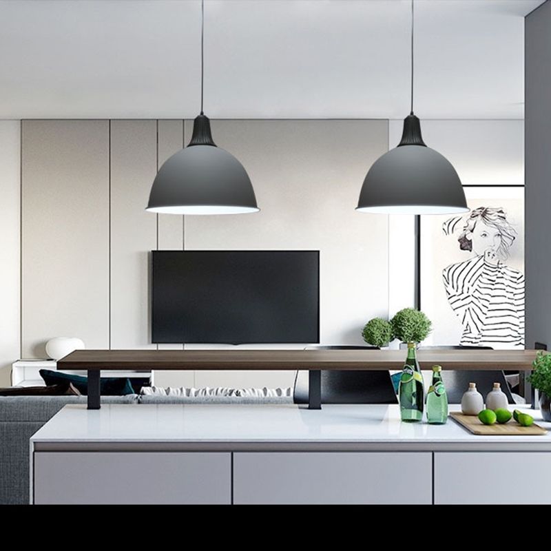 Contemporary Style Dome Pendant Light Kit Metal Dinning Room Hanging Pendant Lamp