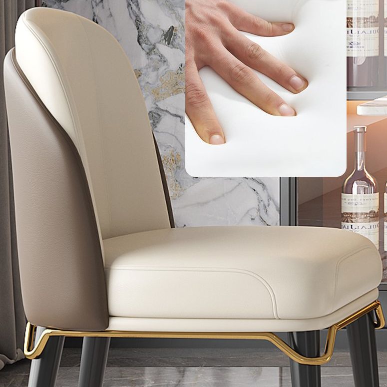 Upholstered Armless Dining Chair Home Faux Leather Dining Side Chair