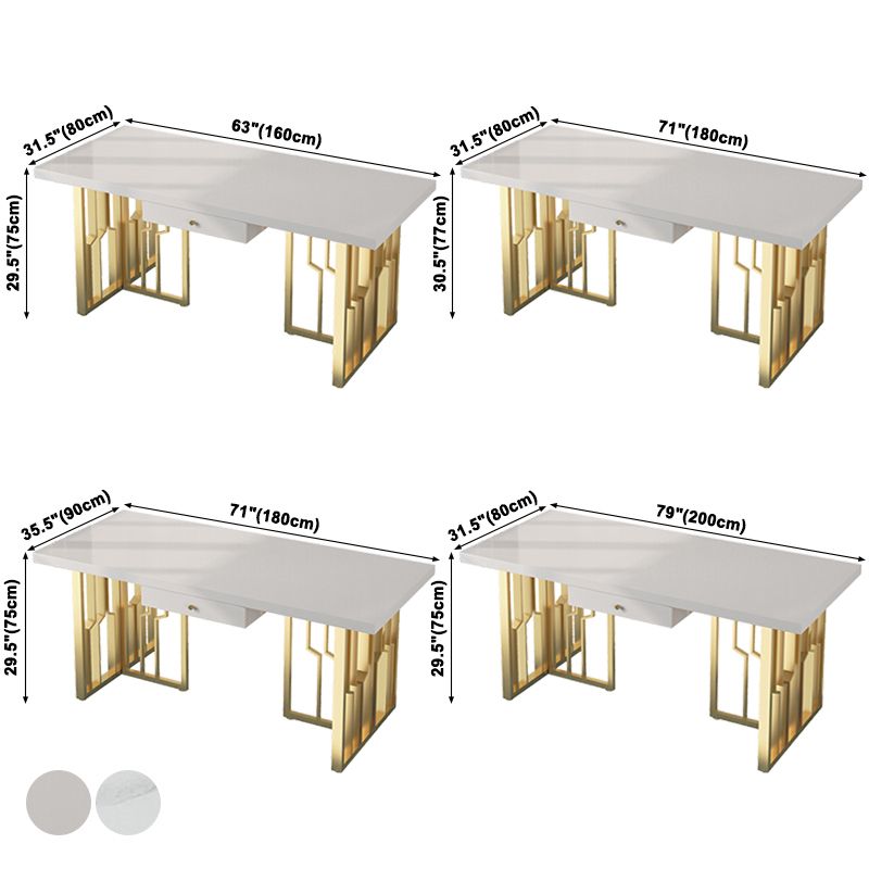 Metaal traditionele luxe rechthoek binnen tafel gesinterde stenen tafel voor keuken en eetkamer