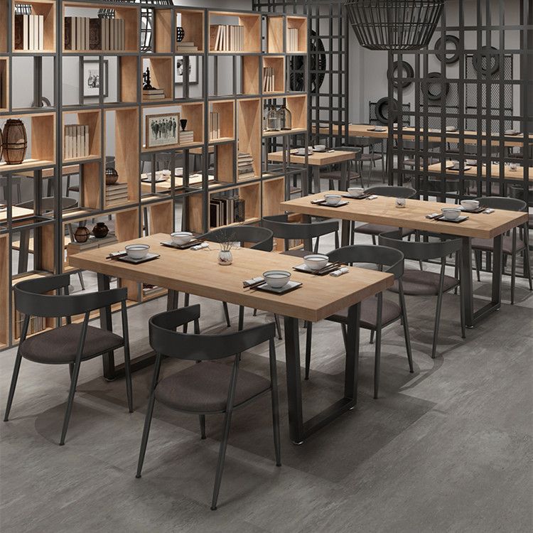 Industrial Solid Wood Dining Table Set 1/2/5 Pieces Rectangle Dining Set