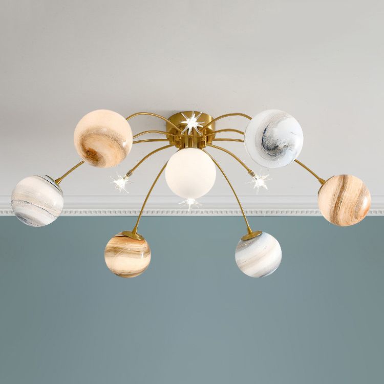 13 Light Flush Mount Ceiling Light Modern Fixture Flush Mount Lamp in Gold