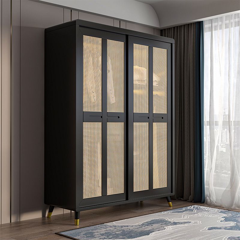 Rubberwood Wardrobe Cabinet Contemporary Wardrobe Armoire with Shelves