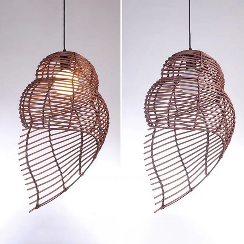 Bamboo Asia Pendant Light 1-Light Hanging Ceiling Light for Dining Room