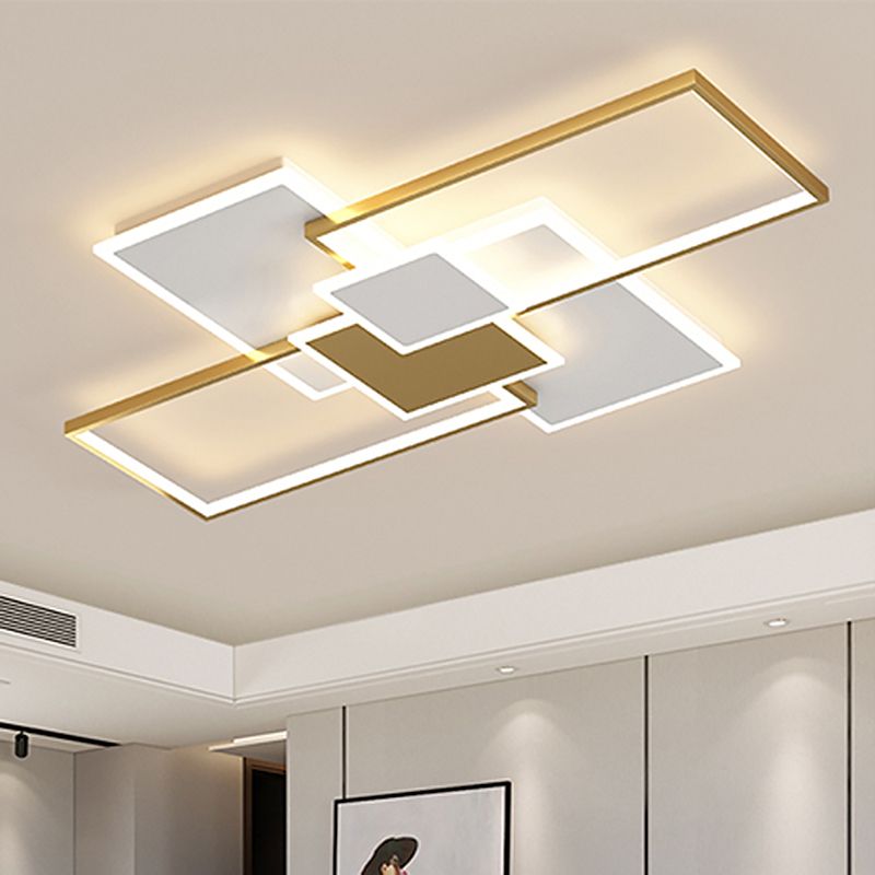 Salon nouveau moderne LED plafonnier acrylique géométrique 6 lumières plafonnier