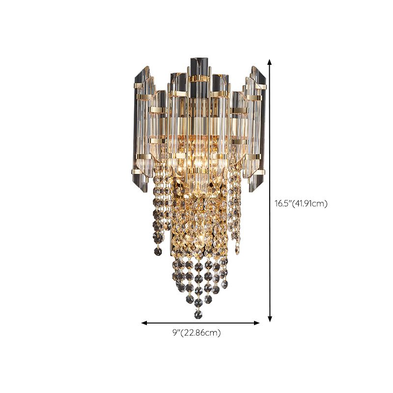 3-Light Modern Golden Wall Mounted Sconce Unique Crystal Wall Light for Bedroom