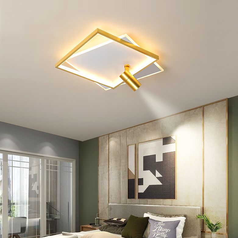 Luz de techo LED de aluminio de 1 luces en un estilo creativo moderno de estilo cuadrado Semi Flush Light con sombra acrílica