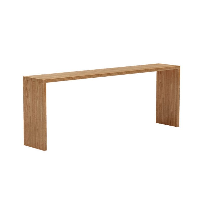 Modern Rectangle Bar Dining Table Double Pedestal Wood Bar Height Table in Brown