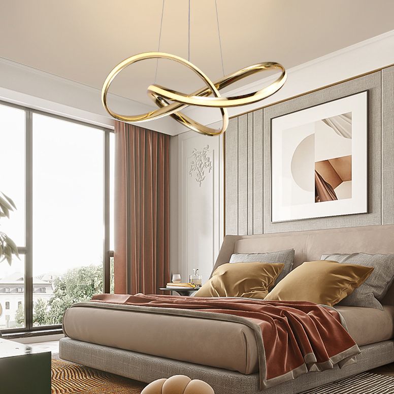 Modern Simplicity Spiral LED Chandelier Light Fixtures Metallic Hanging Pendant Lights for Restaurant