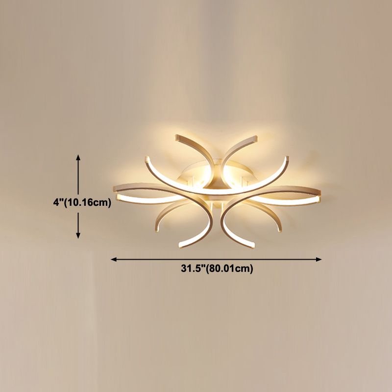 Metal Flower Flush Flush Light Modern Style Modern Style 6 Lights Fleus de montaje en blanco