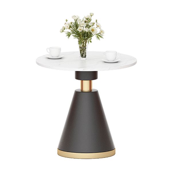 Luxury Sintered Stone Top Dining Table Indoor Round Table with Metal Pedestal