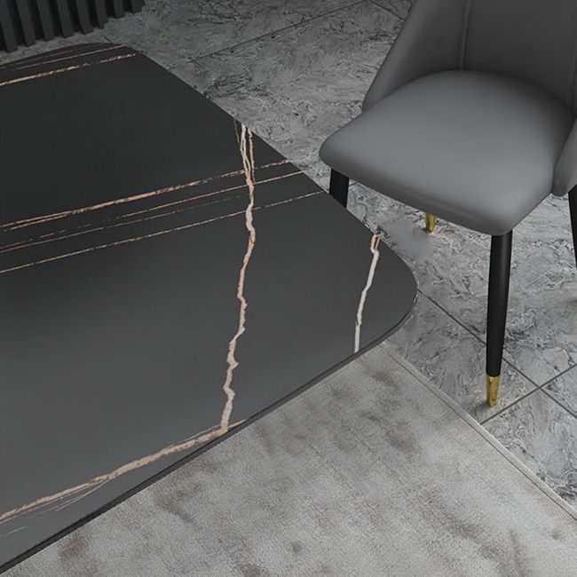 Mesa de comedor rectangular de lujo tradicional mesa de piedra sinterizada blanca con base de pedestal