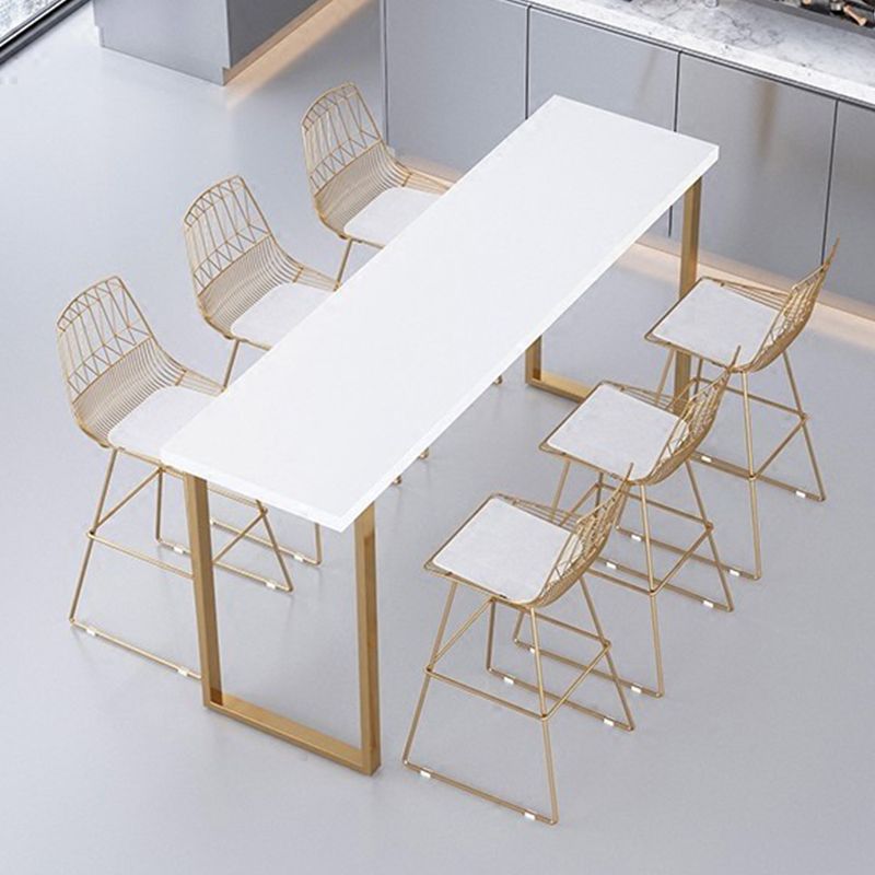 Glam Metal Bar Stools Low Back Dining Stools with Metal Legs