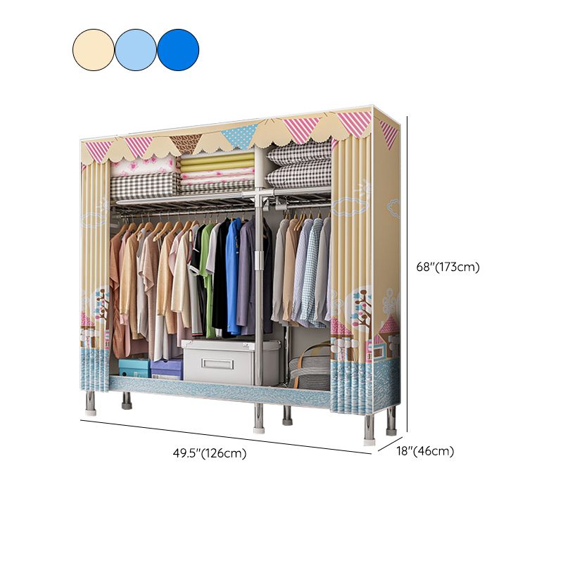 Contemporary Wardrobe Armoire with Shelves Steel Wardrobe Closet for Bedroom