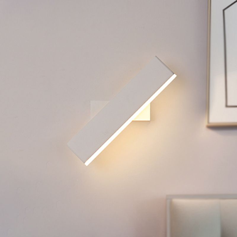 Metal Rotatable Rectangular Sconce Lighting Contemporary LED Coffee/White Wall Lamp for Bedside, Warm/White Light