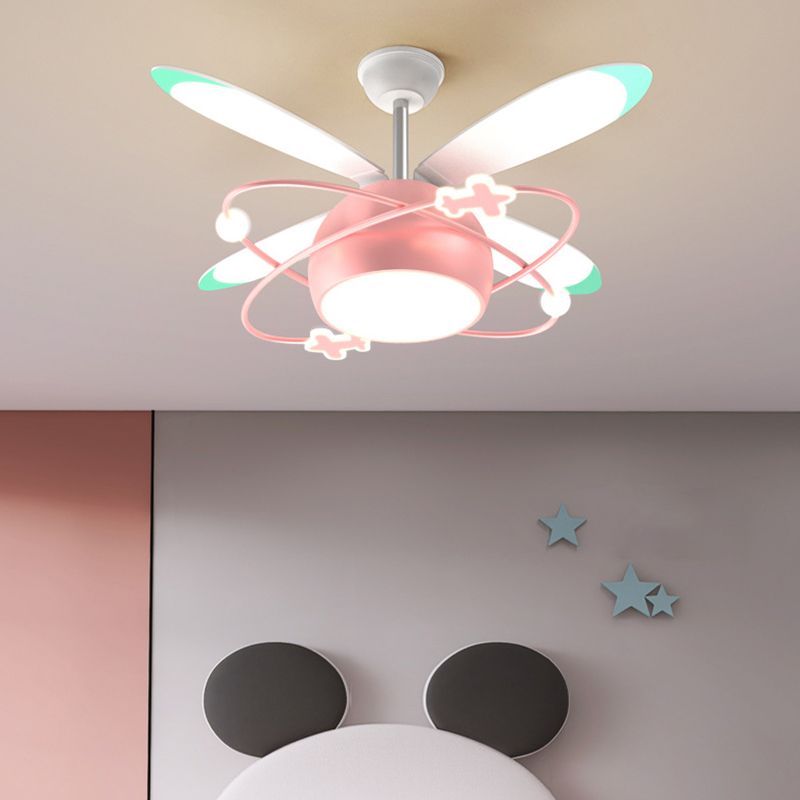 Children Ceiling Fan Light LED Ceiling Mount Lamp with Acrylic Shade for Kid's Room