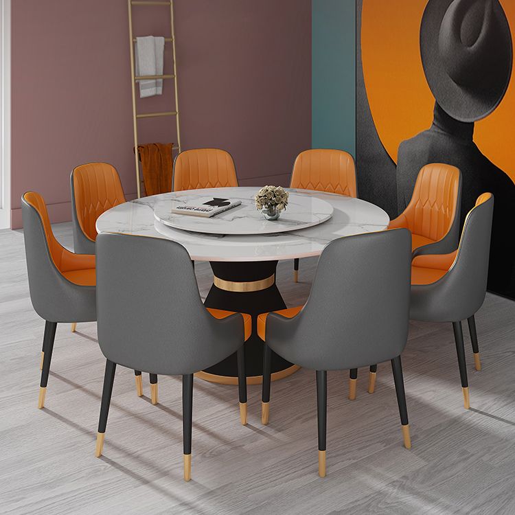 Black and White Dining Table Traditional Luxury Stone and Metal Dining Room Collection