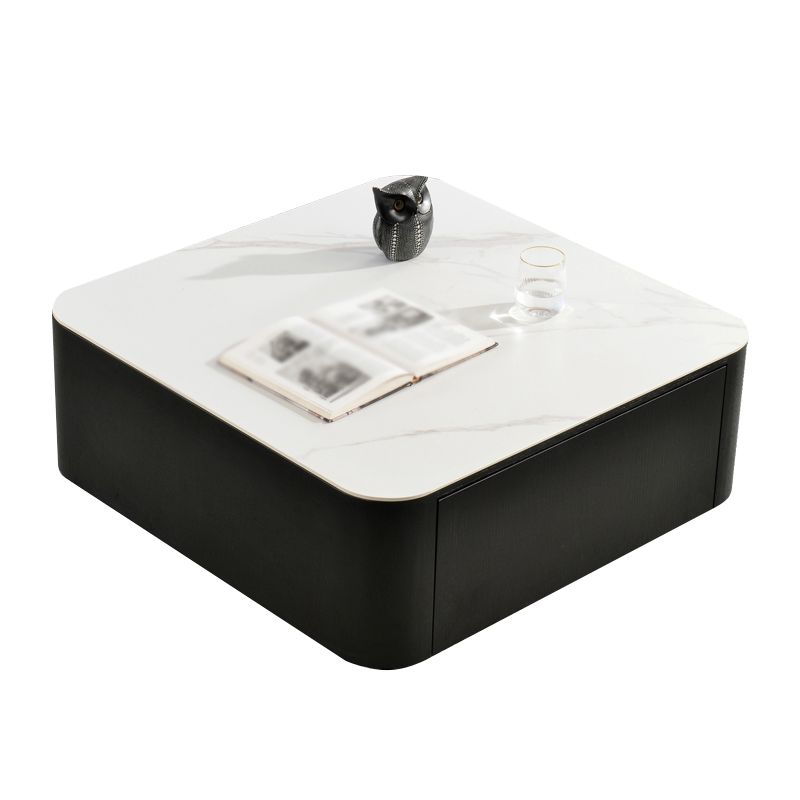 Square Square Block Base Design Slate Plate Table Plate with Drawer Coffee Table