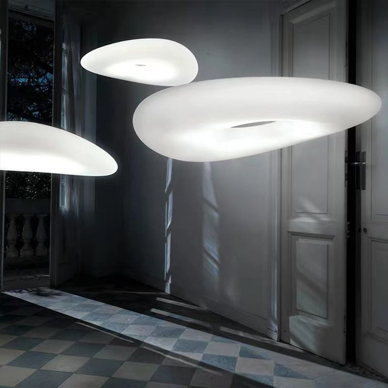 White LED Hanging Lamp Modern Style Plastic Chandelier Pendant Light for Bedroom