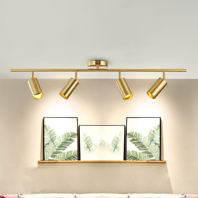 Cylinder Semi Flush Mount Light Fixture Contemporary Aluminum Ceiling Light Fixture for Living Room