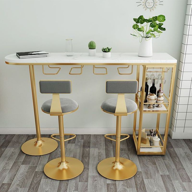 Sintered Stone Bistro Bar Table Modern Gold Frame Bar Table for Living Room