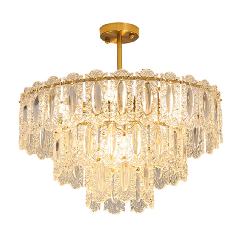 Contemporary Style Geometry Pendant Chandeliers Glass Chandelier Lighting Fixtures in Gold