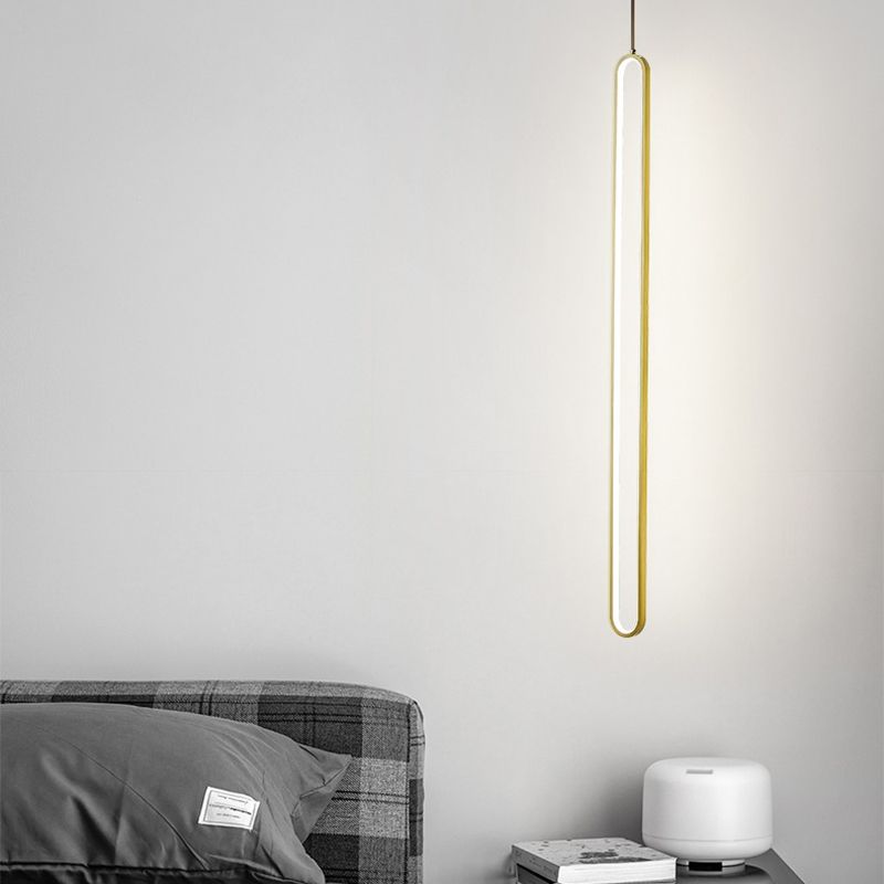 Contemporary Oval Shape Pendant Light Aluminum LED Hanging Pendant for Living Room