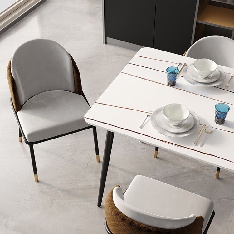 Scandinavische stijl gestoffeerde zijstoelen stevige rugarmloze eetkamerstoelen voor thuis
