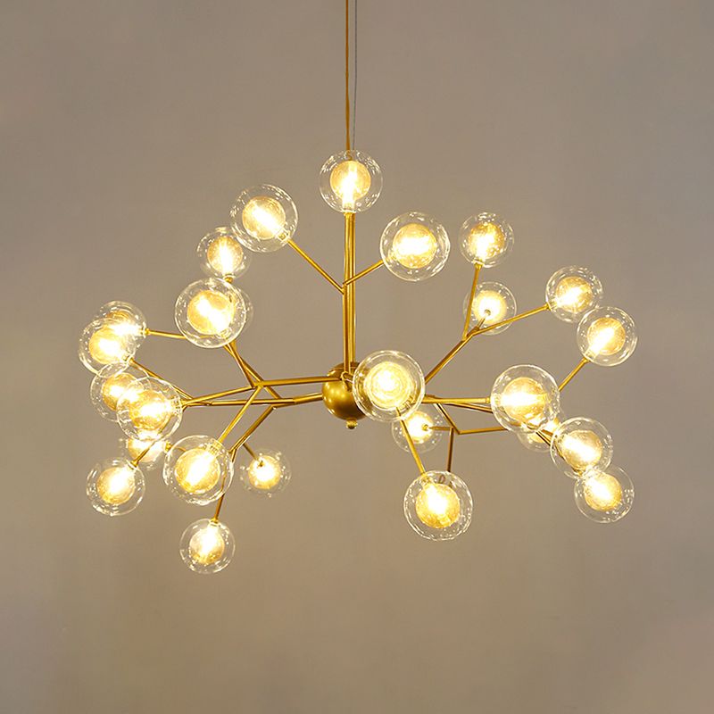 Simplicity LED Chandelier Lamp Bubble Pendant Lighting with Dual Glass Shade for Living Room