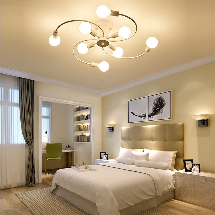 Accesorio de techo de montaje de semi flush a loft bulbo expuesto metal lámpara de montaje semi rasgadoras