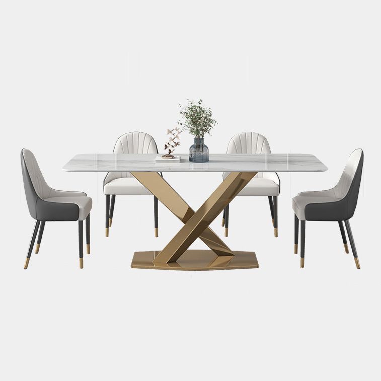 Modern Sintered Stone Dining¬†Room¬†Set with Rectangle Table and Gold LegsDining Table Furniture