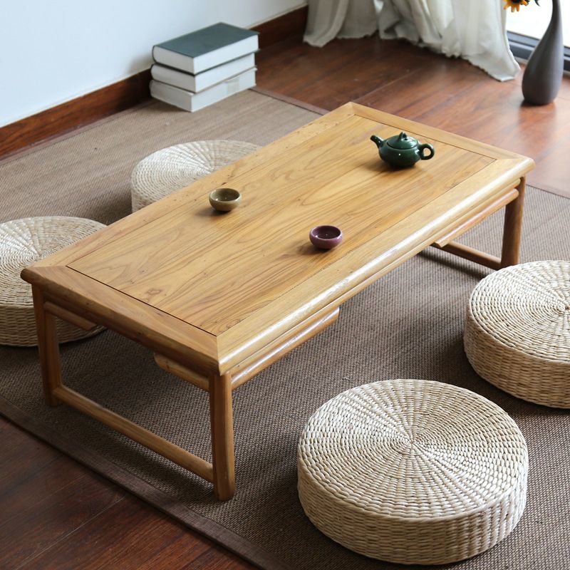 Solid Wood Sled Coffee Table Scandinavian Rectangular Cocktail Table