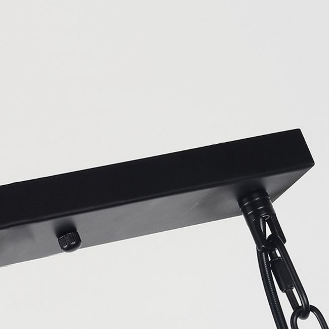 Rectangular Shape Pendant Light Modern Style Metal 4/6 Lights Hanging Lamp in Black