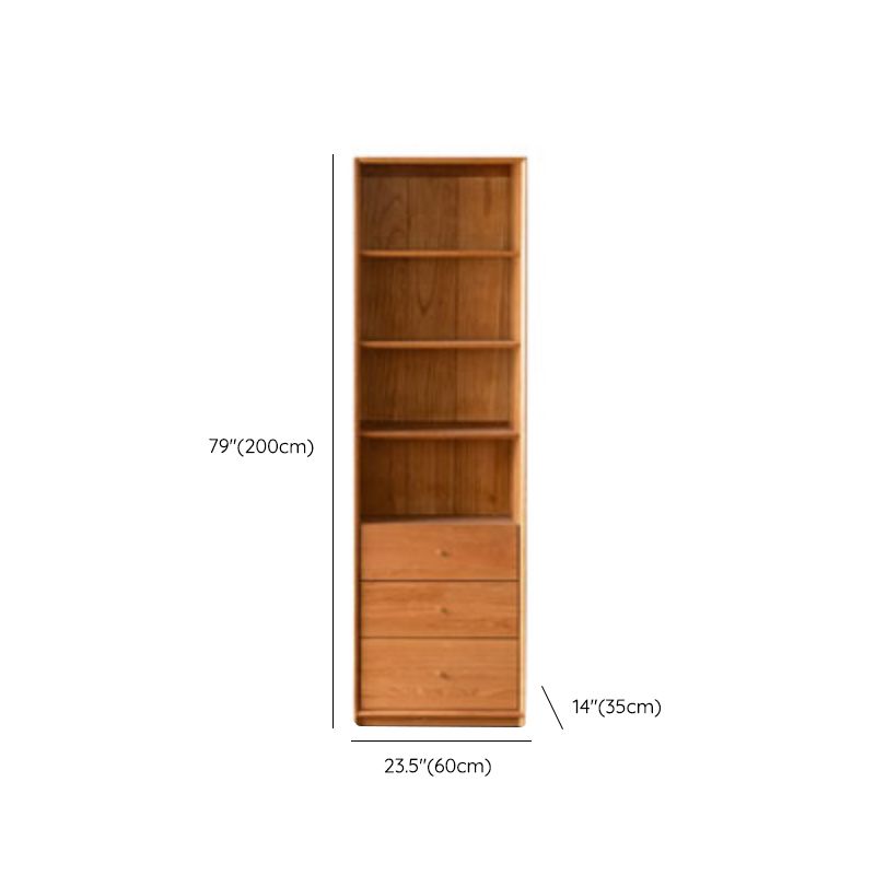 Closed Back Bookcase Standard Wooden Contemporary Natural Bookshelf