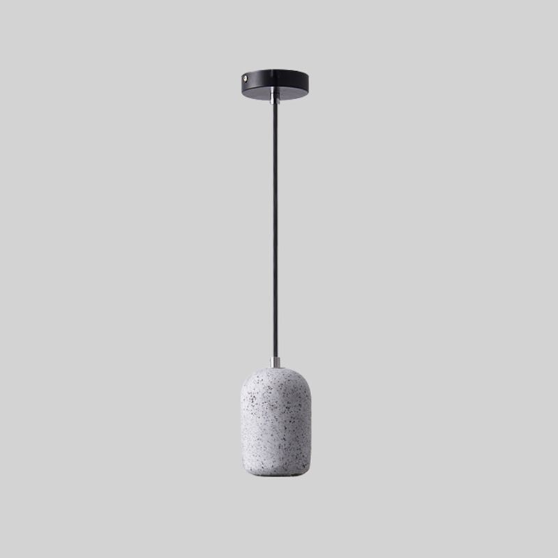 Nordic Capsule Pendant Light Cement Single-Bulb Dining Room Suspension Light Fixture