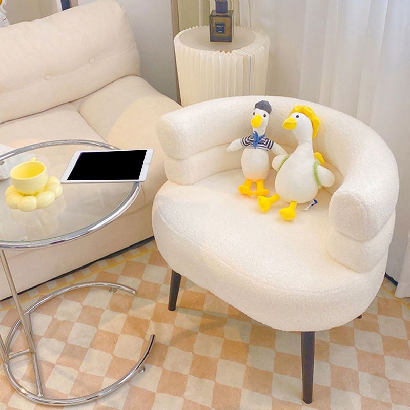 Sewn Pillow Back Chair Solid Color Upholstered Recessed Arms Chair