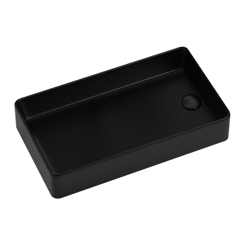 Contemporary Bathroom Sink Rectangular Porcelain Vessel Sink with Pop-Up Drain