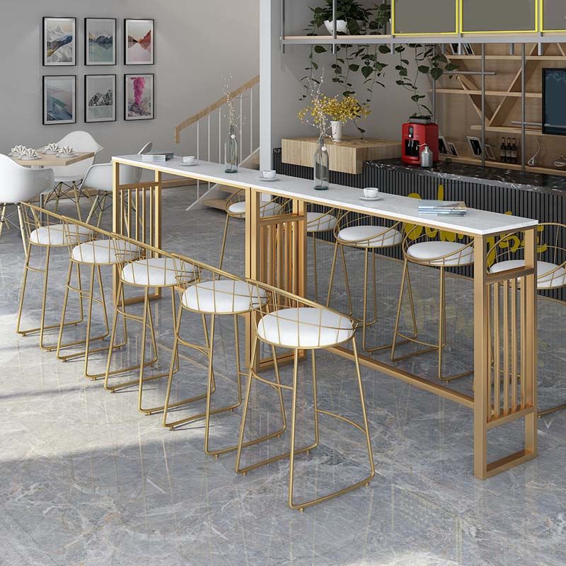 Industrial Metal Bar Stools Armless Backrest Barstool with Cushion